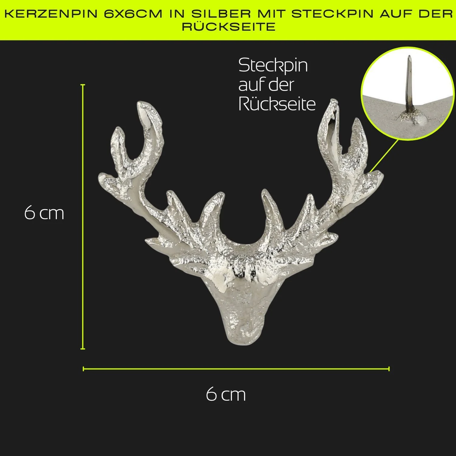Kerzenpin „Caloge I“ – 6 cm, Silber, Handgefertigt